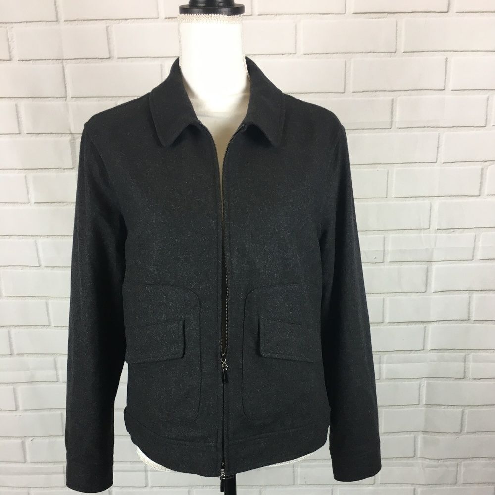 Nice ETCETERA Black Wool Blend Coat Waist Jacket womens 10 M L Lined